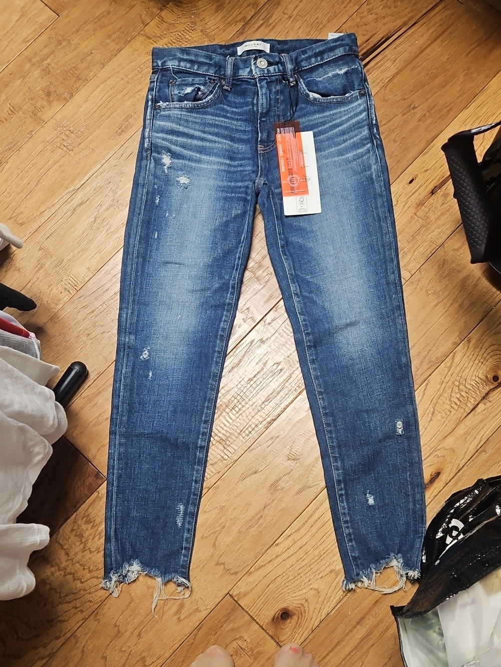 Women's BNWT Moussy Distressed Blue Women’s Jeans - Size 25 - Picture 1 of 6